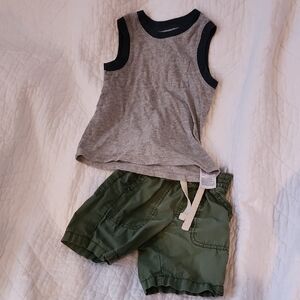 Old Navy Gray Tank Top with Green Shorts